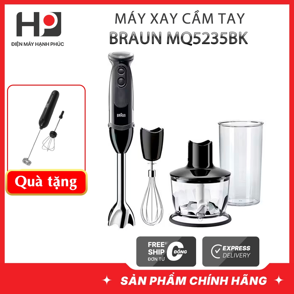 Máy xay cầm tay Braun MQ5235BK 1000W - Đen, Dung tích 0.5L, MultiQuick 5 Vario