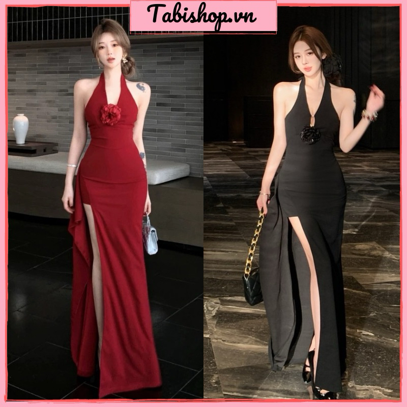 Đầm body cổ yếm khoét ngực phối xẻ tà TABISHOP Váy body dự tiệc thiết kế sexy sang chảnh đi biển đi chơi(62) | BigBuy360 - bigbuy360.vn