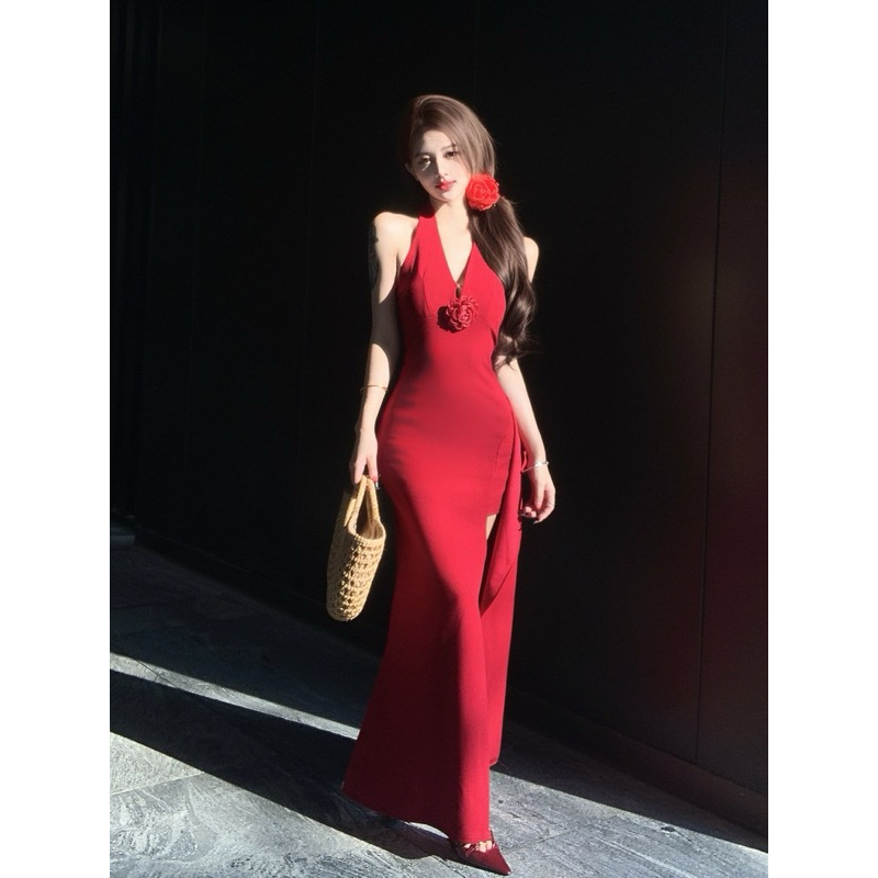 Đầm body cổ yếm khoét ngực phối xẻ tà TABISHOP Váy body dự tiệc thiết kế sexy sang chảnh đi biển đi chơi(62) | BigBuy360 - bigbuy360.vn