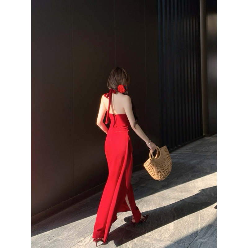 Đầm body cổ yếm khoét ngực phối xẻ tà TABISHOP Váy body dự tiệc thiết kế sexy sang chảnh đi biển đi chơi(62) | BigBuy360 - bigbuy360.vn