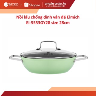Nồi lẩu chống dính vân đá Elmich El-5553GY28 size 28cm