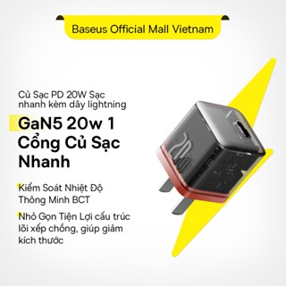 Củ Sạc Nhanh Baseus PD 20W GaN5 1C Type-C Sạc Nhanh AnToàn Cho điện thoại và các loại máy tính bảng
