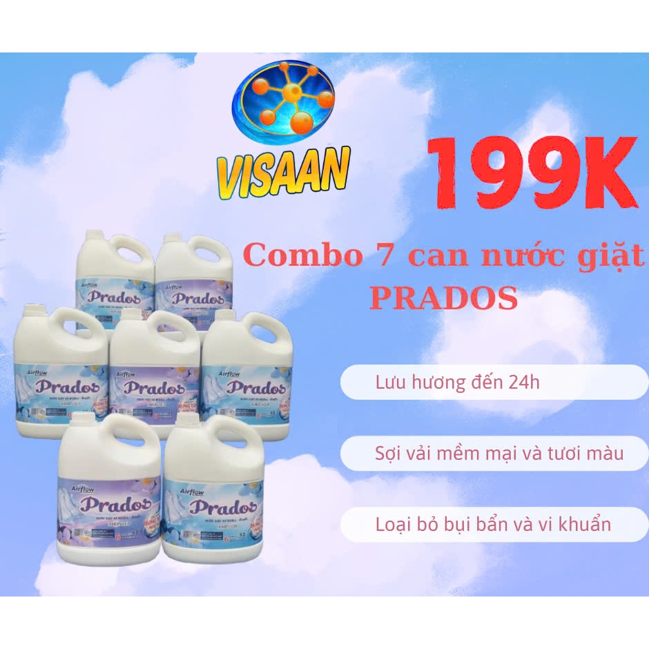 COMBO 7 CAN nước giặt xả Prados M hương nước hoa quyến rũ 1700ml X7