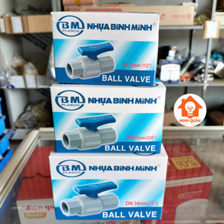 Van cầu nhựa PVC, Van khóa nước Bình Minh phi 21, 27, 34mm