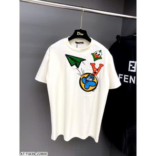  ÁO thun nam LV cổ tròn họa tiết thêu chất len tay ngắn phong cách trẻ trung chuẩn from 