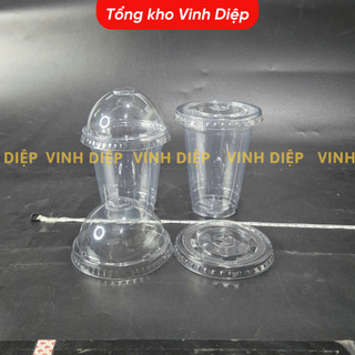  50 Cốc Nhựa PET Đức Anh Plastic 400 500ml - Kèm Nắp Cầu Dày Dặn Trong Suốt Dùng 1 Lần Phi 93 