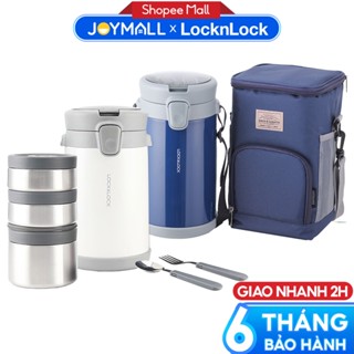 Bộ Hộp Cơm Giữ Nhiệt LocknLock 2 Lít LHC8039 Có Túi, 3 Hộp Kèm Muỗng Nĩa, Hàng Chính Hãng - JoyMall