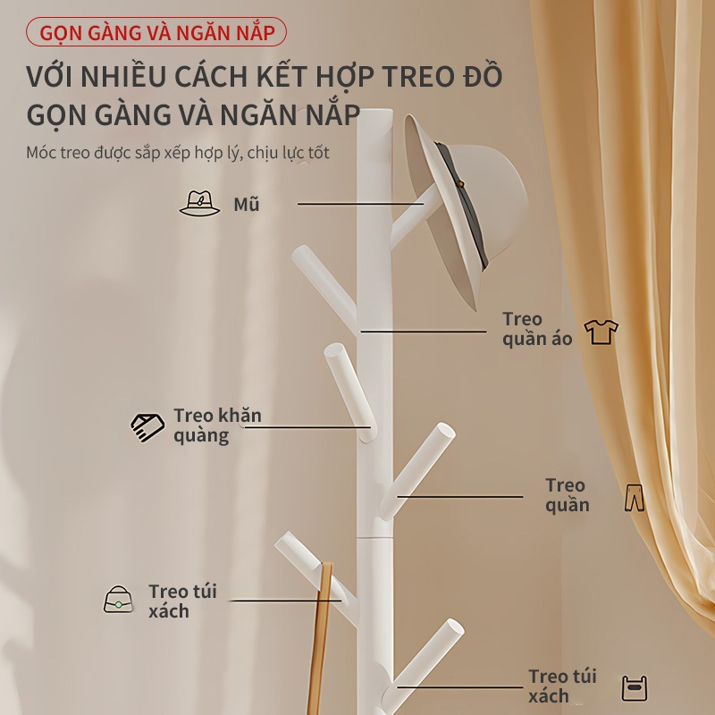 Cây Treo Quần Áo Cây Treo Đế Tròn 3 Chân 8, 9 và 10 nhánh cây móc đồ Giá Treo Đứng Decor Phòng | BigBuy360 - bigbuy360.vn