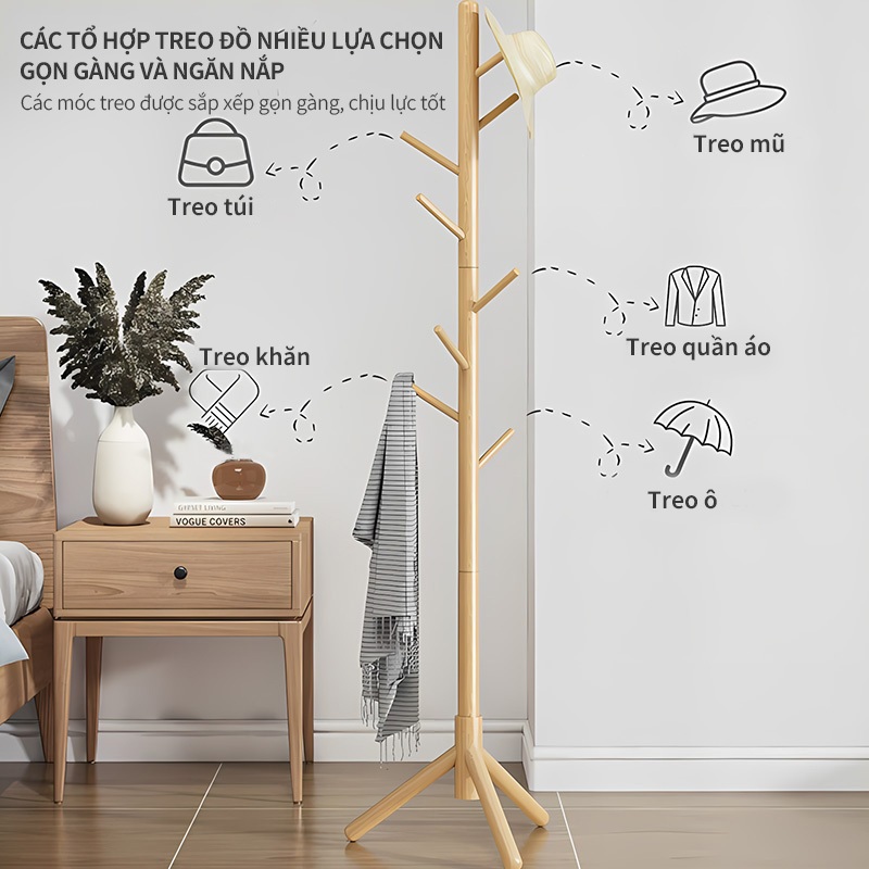 Cây Treo Quần Áo Cây Treo Đế Tròn 3 Chân 8, 9 và 10 nhánh cây móc đồ Giá Treo Đứng Decor Phòng | BigBuy360 - bigbuy360.vn