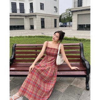 Đầm maxi caro nhún ngực tôn dáng - váy thiết kế dáng dài 2s siêu xinh _ RC116