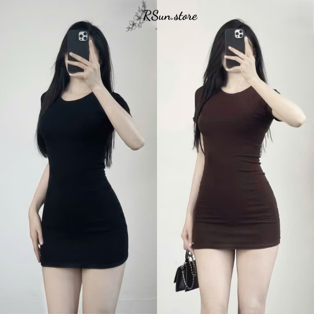 Váy body cộc tay chất thun cotton co giãn