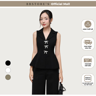  BBSTORE’S Áo Kiểu Peplum Dự Tiệc Cổ V Chất Gold Gân Kèm Tag Đá Tinh Tế - A4256A 