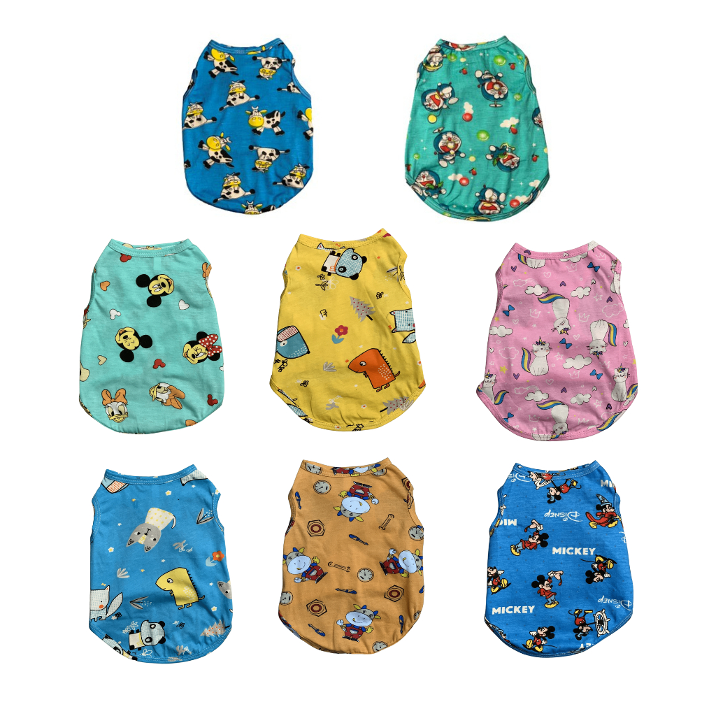 Quần áo cho chó chất liệu cotton cho chó mè hoạ tiết đáng yêu