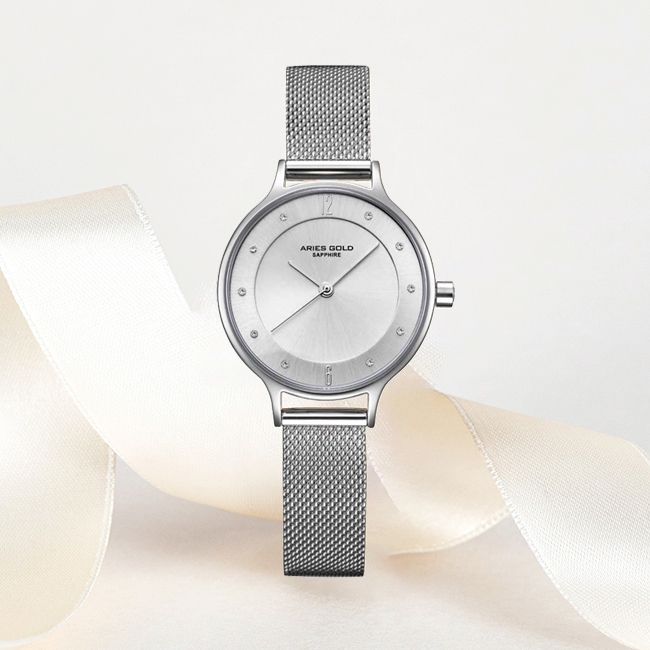 Aries Gold AG-L5033Z S-W - Đồng hồ nữ - Size mặt 28mm - Sapphire - Quatz ( Máy pin ) - Chịu nước 3 A