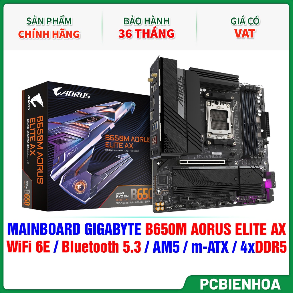 DDR5 - MAINBOARD GIGABYTE B650M AORUS ELITE AX ( WiFi 6E / Bluetooth 5.3 / AM5 / m-ATX / 4xDDR5 )-36