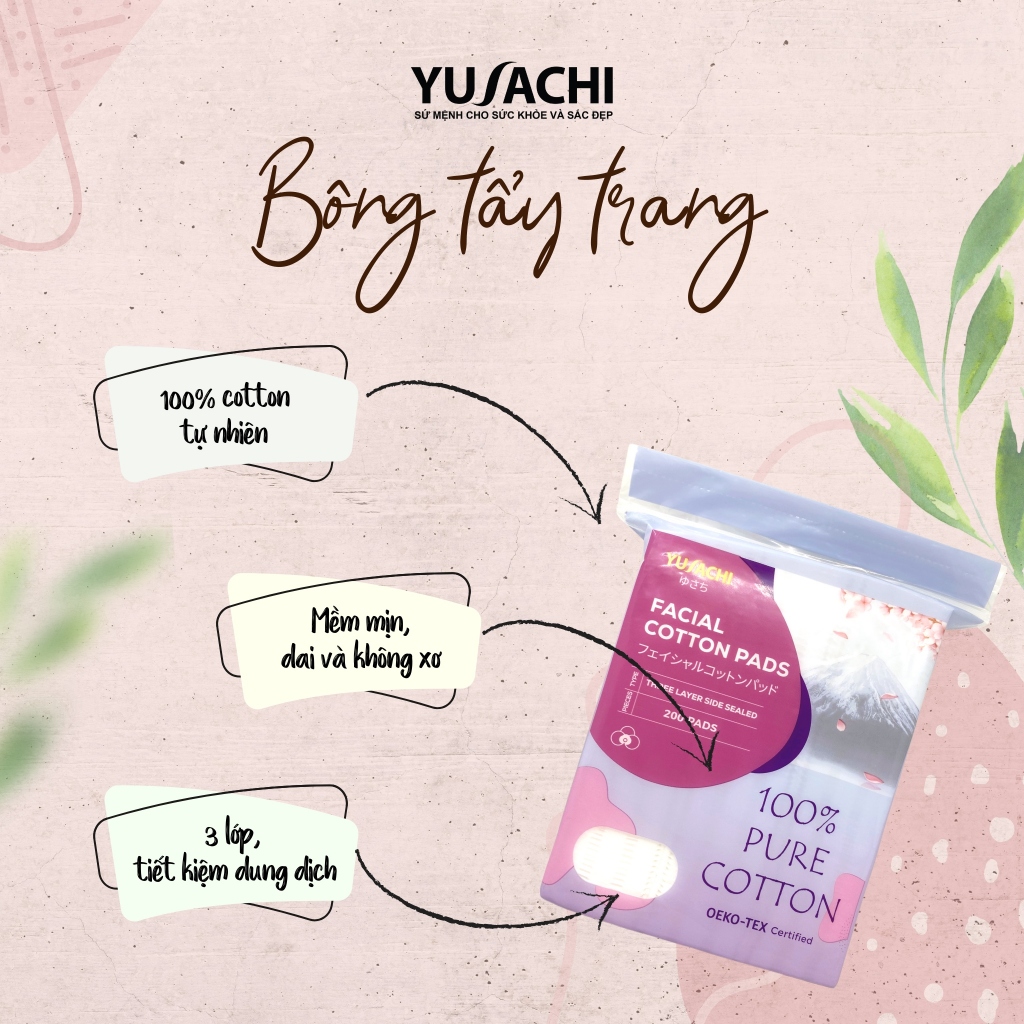 Bông tẩy trang chất lượng Nhật Bản Yusachi 100% cotton chứng nhận Oeko Tex | BigBuy360 - bigbuy360.vn