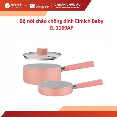 Bộ nồi chảo chống dính Ceramic Elmich baby EL 1168 size 16cm ( 1 quánh có vung + 1 chảo )