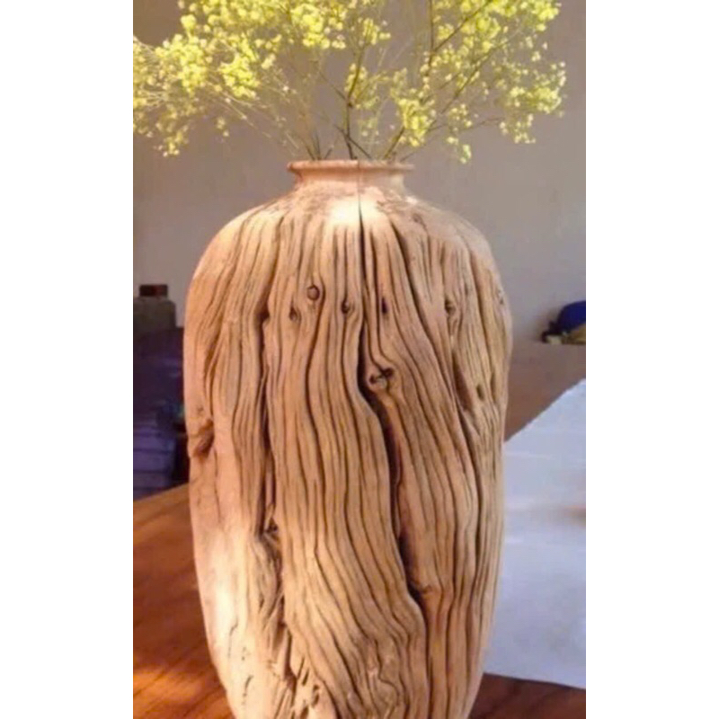 Lọ Hoa Gỗ Lũa Cắm Hoa Khô Decor (loại gỗ lũa tốt )( lỗ cắm hoa to) [giá xưởng]