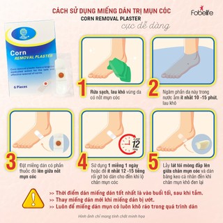 Miếng Dán Mụn Cóc Fobe Không Gây Đau Rát, An Toàn Tại Nhà Corn Removal Plaster ( Hộp 6 miếng )