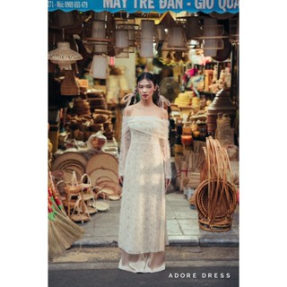  412AD1004 - Bộ áo dài nữ lưới ren mây bồng bềnh ADORE DRESS 