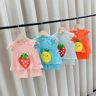 Bộ quần áo hè dáng váy babydoll bèo cho bé gái, đồ bộ cotton mùa hè cho bé gái từ 6-18 kg