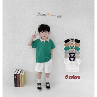 Áo phông cộc tay polo Beemo cổ V cotton cá sấu mặc mùa hè đi học, đi chơi, sự kiện cho bé trai từ 1 - 7 tuổi 23120A