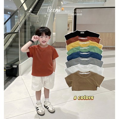 Áo phông cộc tay Beemo cho bé 9-32kg trơn vải cotton 4C mềm mại mặc mùa hè đi học đi chơi 4644AHB