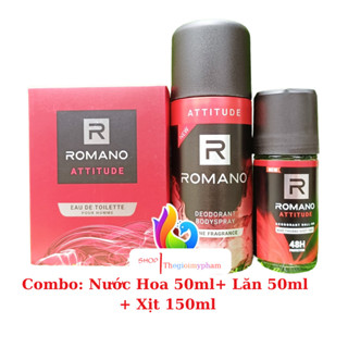 Nước Hoa 50ML/Xịt Khử Mùi 150ML/Lăn Ngăn Mùi 50ML Romano Hương Attitude