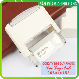 Khắc dấu tên 3 dòng, dấu vuông cửa hàng hiệu Trodat kích thước 47 x 18mm chữ sắc nét không lem mực