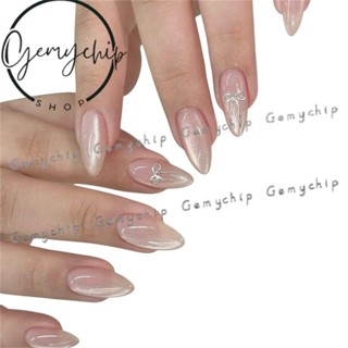 (Hỏa Tốc) Nail Box thiết kế Mắt mèo kim cương hồng vẽ nơ Metan nhà Gemychip 026