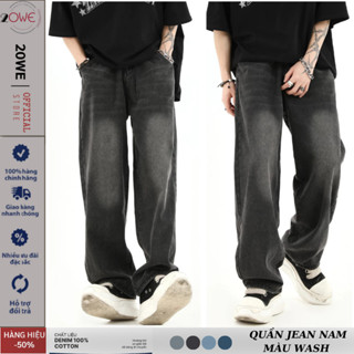 Quần jean đen nam baggy Wash 2 màu xám ống suông rộng dáng đứng vải jeans bò cao cấp 20WE SR01 hottrend 2024