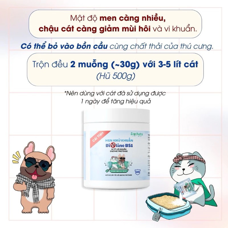 [ 500gr ] Men khử khuẩn, khử mùi cát vệ sinh Bioline BS1 Ecoet cao cấp