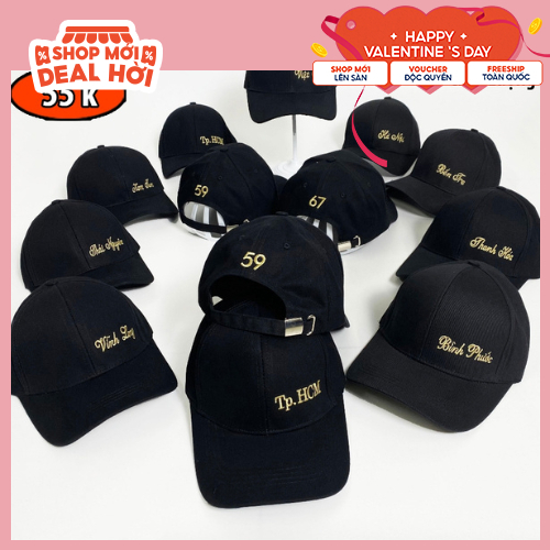 Mũ Lưỡi Trai Việt Nam Thêu 63 Tỉnh Thành Chất Kaki Form Unisex Nam Nữ