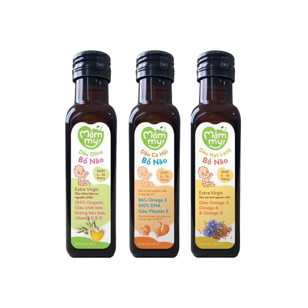 [Hàng Công Ty] Dầu ăn dặm hữu cơ Mămmy dành cho trẻ ăn dặm từ 6-36 tháng tuổi, dung tích 100ml