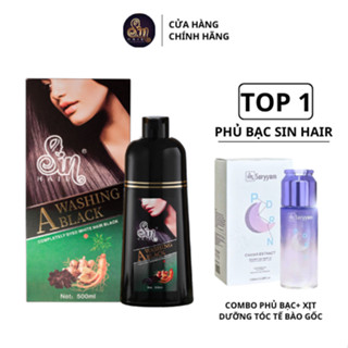 Dầu Gội Phủ Bạc Sin Hair Màu Đen 500ml Thảo Dược Thiên Nhiên Nhật Bản