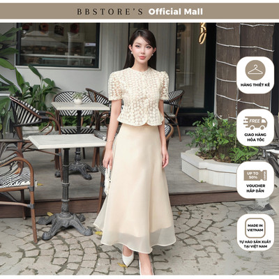  BBSTORE’S Set Áo Crop Dự Tiệc Phối Chân Váy Voan Xòe Organza Sang Trọng - K4270T 