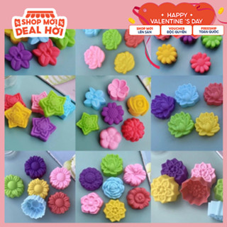 Set 5 Khuôn Silicon Làm Thạch Cupcake, Bánh Da Lợn, Rau Câu, Bánh Chuối Hình Hoa Cúc, Hồng, Hướng Dương, Sen