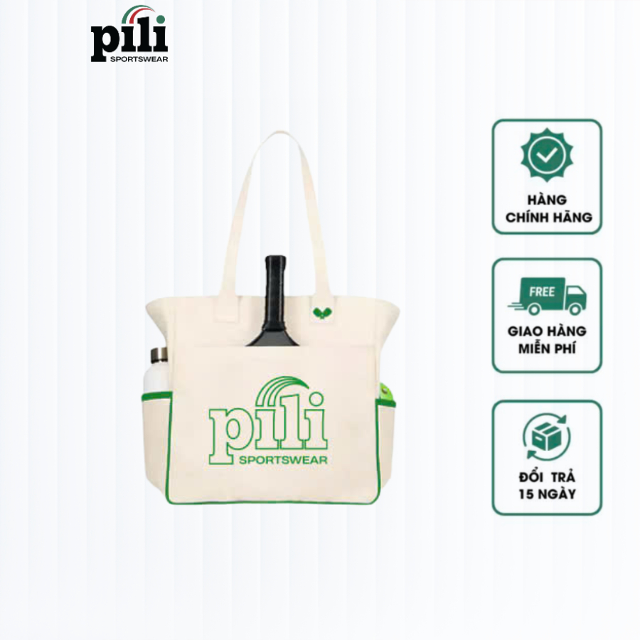 Túi Tote PILI Form Ngang Chất Liệu Canvas Cao Cấp, Dây Khoá Kéo, Đựng Được Vợt Pickleball