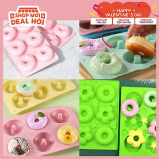 Khuôn Silicon 6 Tròn Donut Dễ Thương Làm Bánh Donut, Rau Câu, Pudding, Sáp Nến