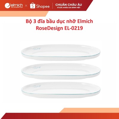 Bộ 3 đĩa bầu dục nhỡ Elmich RoseDesign EL-0219