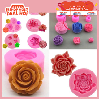 KHUÔN SILICON HOA HỒNG 4D, BÚP HỒNG LÀM SÁP NẾN DIY, RAU CÂU, XÀ PHÒNG TRANG TRÍ PUPUSHOP