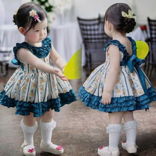 Váy Thô Xanh Cổ Vịt Xinh Xắn Cho Bé công chúa cho bé