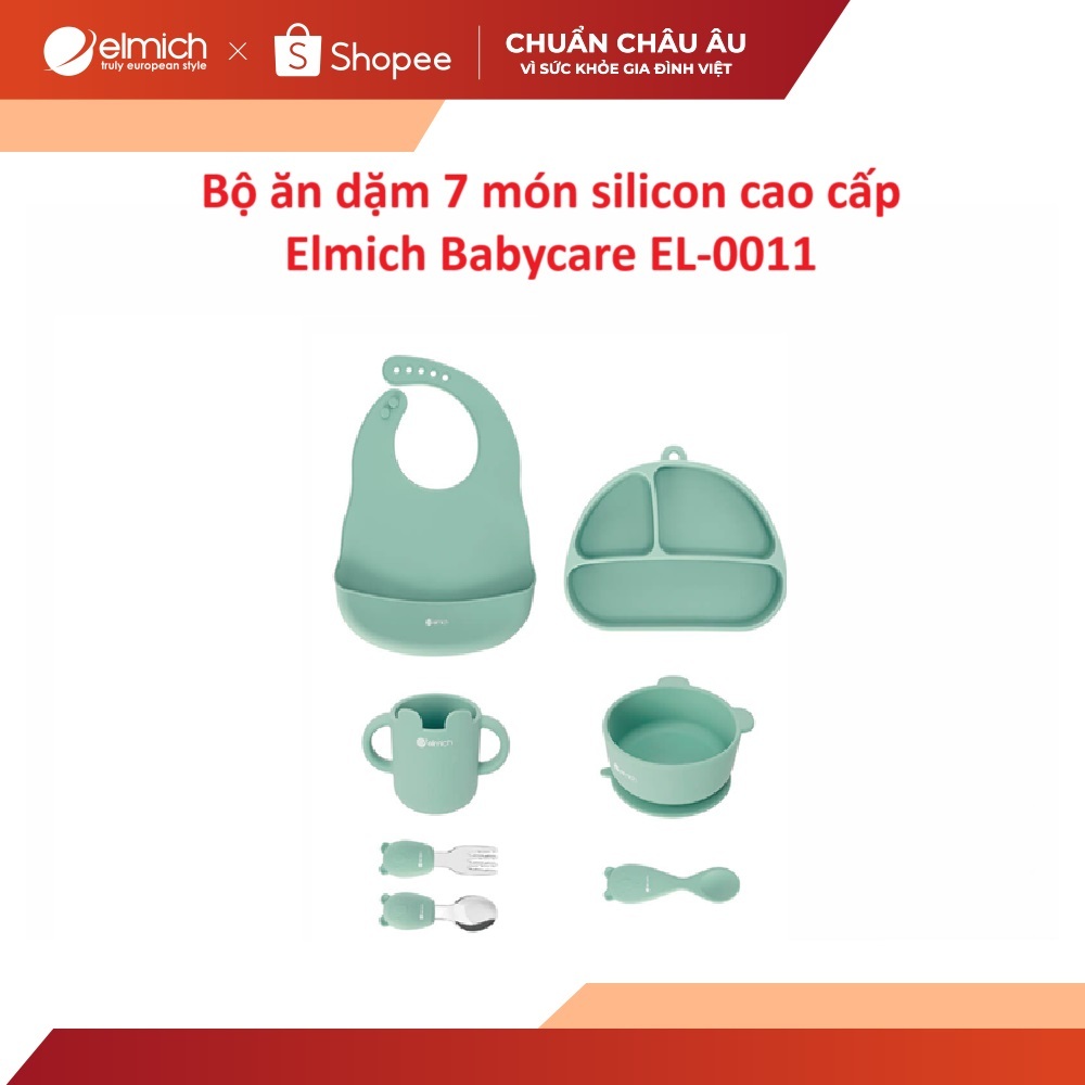Bộ ăn dặm 7 món silicon cao cấp Elmich Babycare EL-0011