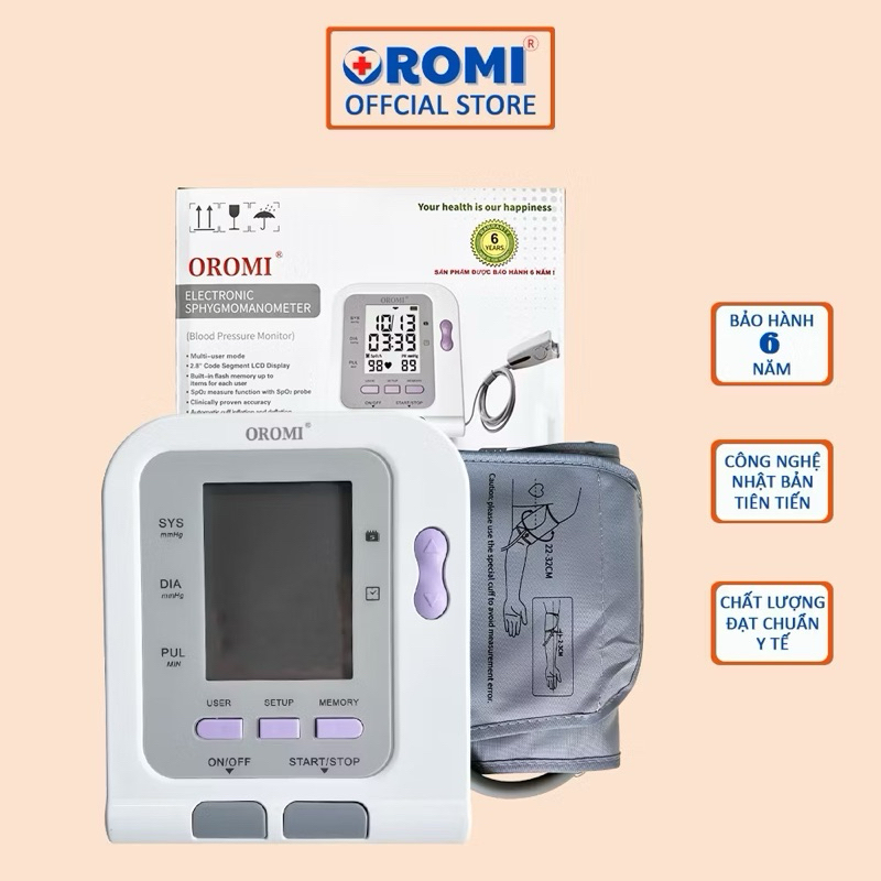 Máy Đo Huyết Áp Điện Tử Bắp Tay OROMI Contec08C (Tích Hợp SPO2) - Chính Hãng Cao Cấp
