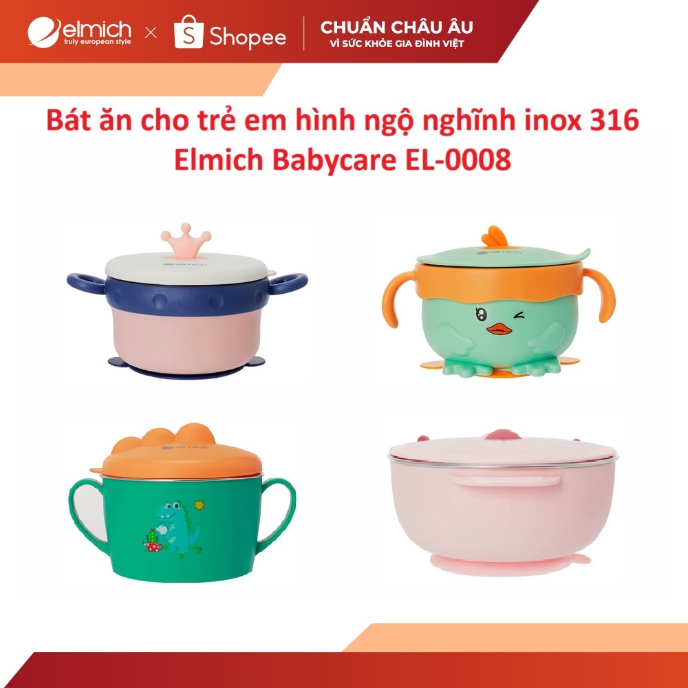 Bát ăn cho trẻ em hình ngộ nghĩnh inox 316 Elmich Babycare EL-0008