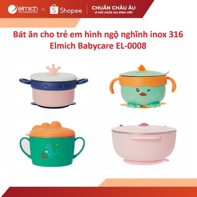 Bát ăn cho trẻ em hình ngộ nghĩnh inox 316 Elmich Babycare EL-0008