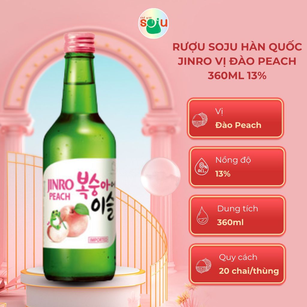 Rượu Soju Hàn Quốc Jinro vị Đào Peach 360ml 13%