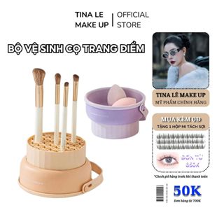 Bộ Dụng Cụ Vệ Sinh Cọ Trang Điểm Và Giặt Mút Trang Điểm Cao Cấp TINA LÊ MAKE UP