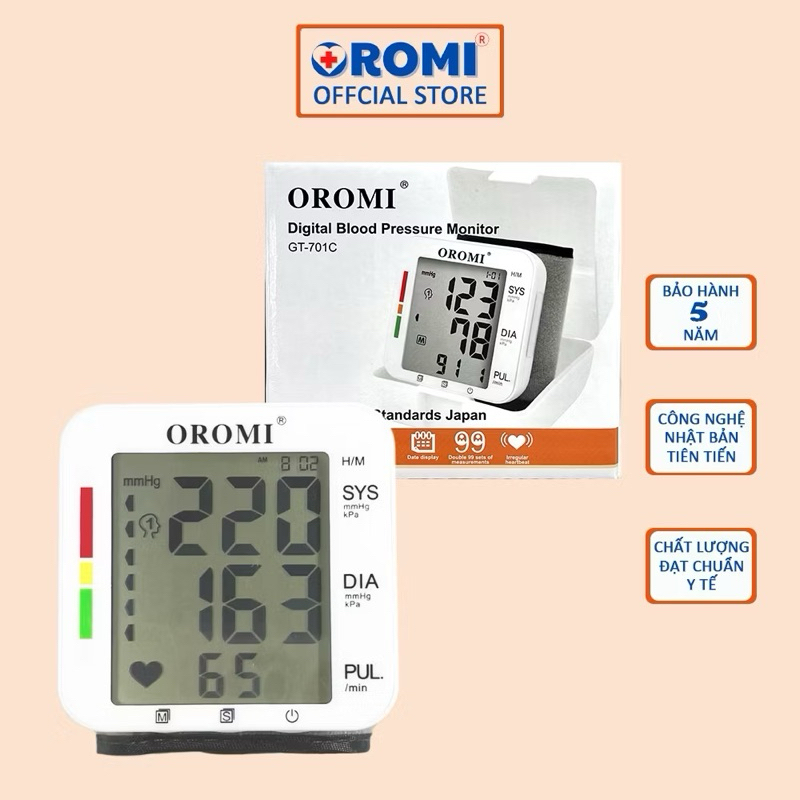 Máy Đo Huyết Áp Điện Tử Cổ Tay OROMI GT-701C - Đo Chính Xác, Dễ Sử Dụng