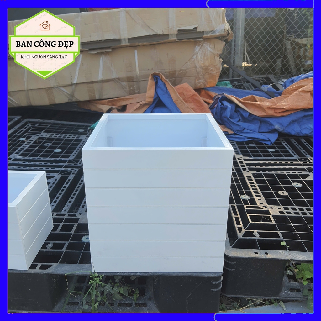 Chậu composite; chậu ban công composite 35x35x35 trồng cây ban công sân vườn siêu nhẹ, độ bên 10 năm